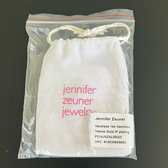 Gold Plated sterling silver Jennifer Zeuner lay-flat herringbone necklace gift - Picture 3 of 4